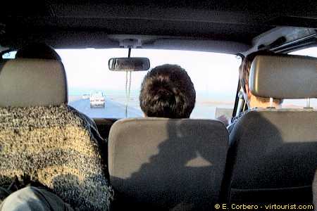 Abu Simbel, minivan, on the way to Abu Simbel