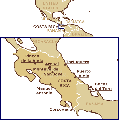 map of costa rica national parks. Costa Rica map