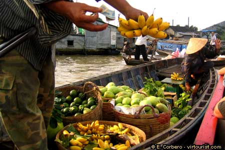 Mekong Delta, floating market, bananas