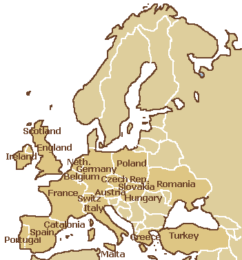 map of western european countries. europe map